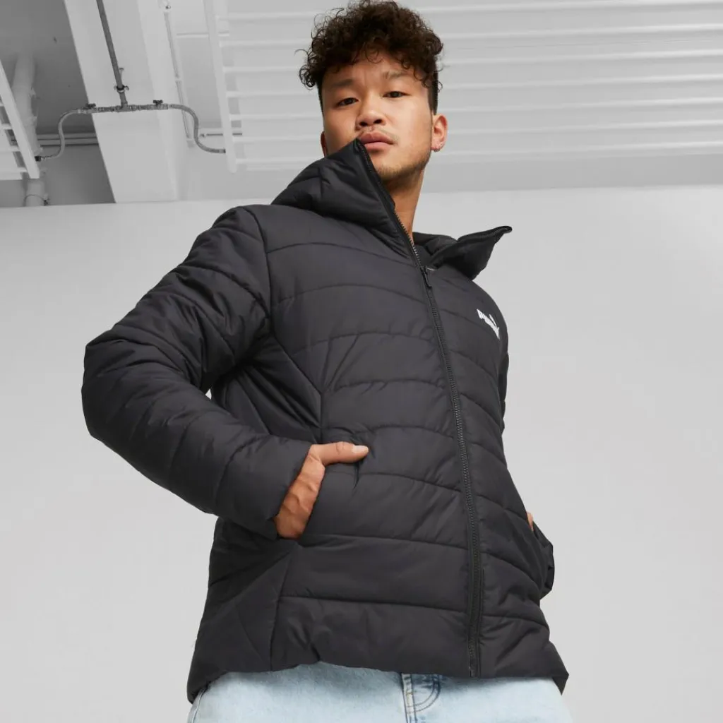 Puma Ess Hooded Padded Jacket Black Svart Best