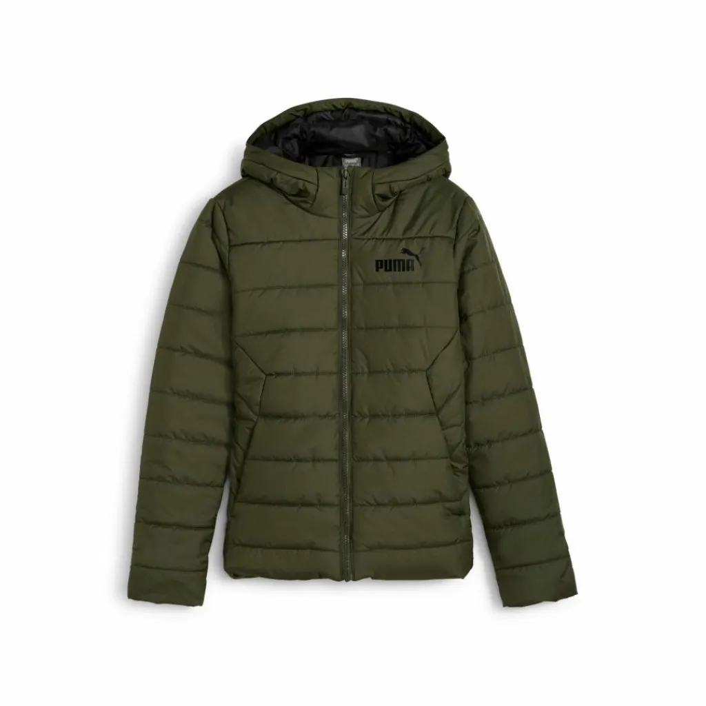 Ess Hooded Padded Jacket Dark Olive*Puma Hot