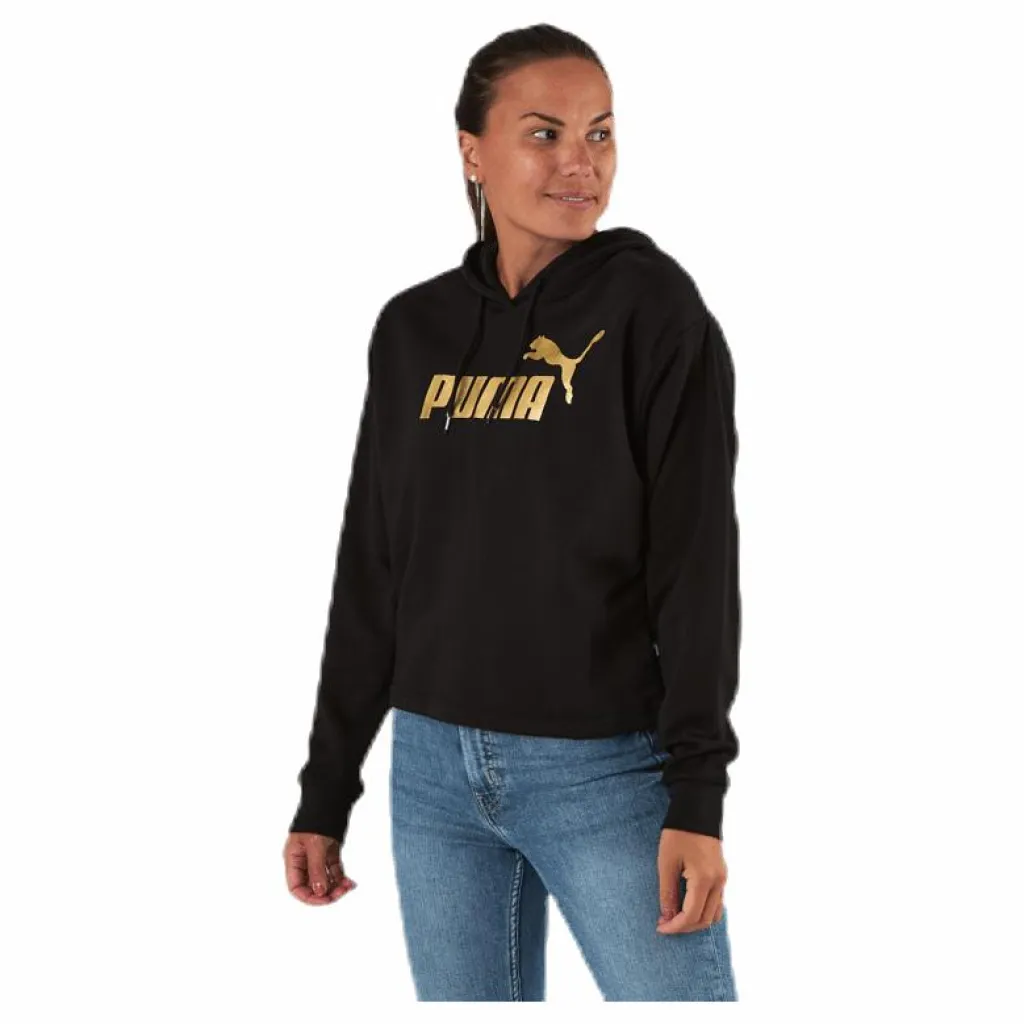 Puma ESS+ Metallic Cropped Hoody TR Black/Gold Svart Online