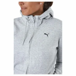 Puma Ess Small Logo Full-zip Hoodie Black Cat Grå Discount