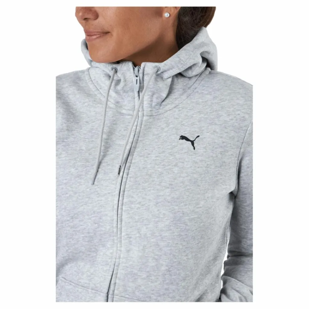 Puma Ess Small Logo Full-zip Hoodie Black Cat Grå Discount