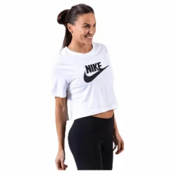 Nike Essential Icon Crop Futura Tee White/Black Vit Best