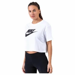 Nike Essential Icon Crop Futura Tee White/Black Vit Best