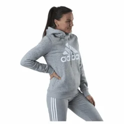 adidas Essentials Hoodie Medium Grey Heather / White Grå Discount