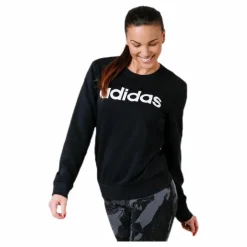 adidas Essentials Linear Crewneck Black / White Svart New