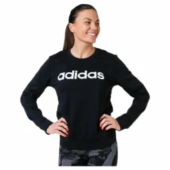 adidas Essentials Linear Crewneck Black / White Svart New