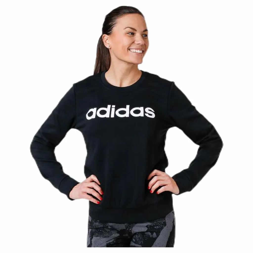 adidas Essentials Linear Crewneck Black / White Svart New