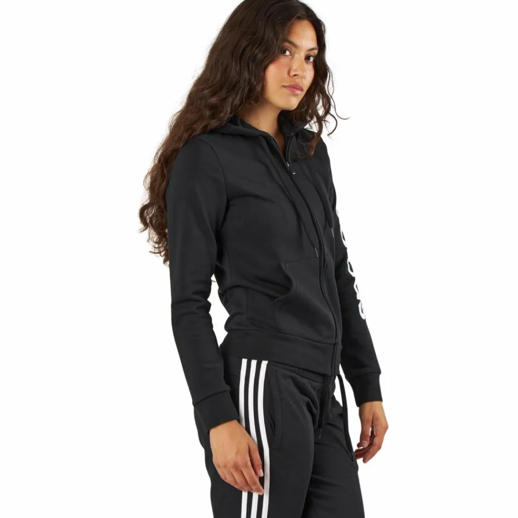 Essentials Linear Full Zip Hoodie Black / White*adidas New
