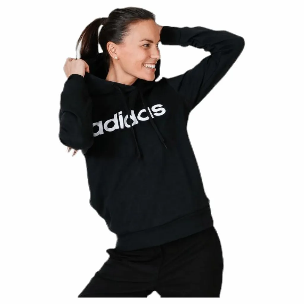 adidas Essentials Linear Over Head Hoodie Black / White Svart New