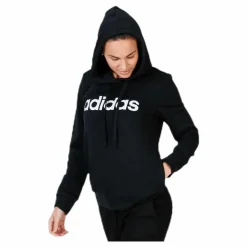 adidas Essentials Linear Over Head Hoodie Black / White Svart New