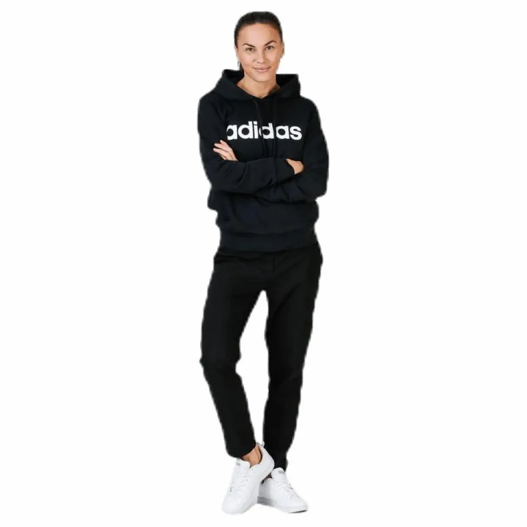 adidas Essentials Linear Over Head Hoodie Black / White Svart New
