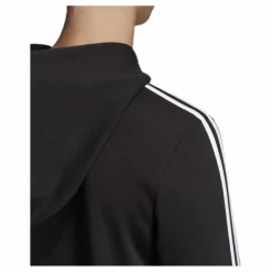 adidas Essentials 3S Full Zip Hoodie Black / White Svart Discount