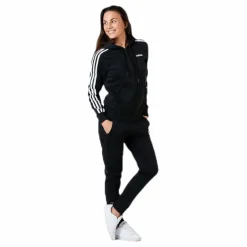 adidas Essentials 3S Full Zip Hoodie Black / White Svart Discount