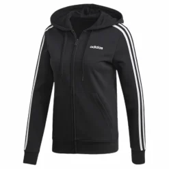 adidas Essentials 3S Full Zip Hoodie Black / White Svart Discount