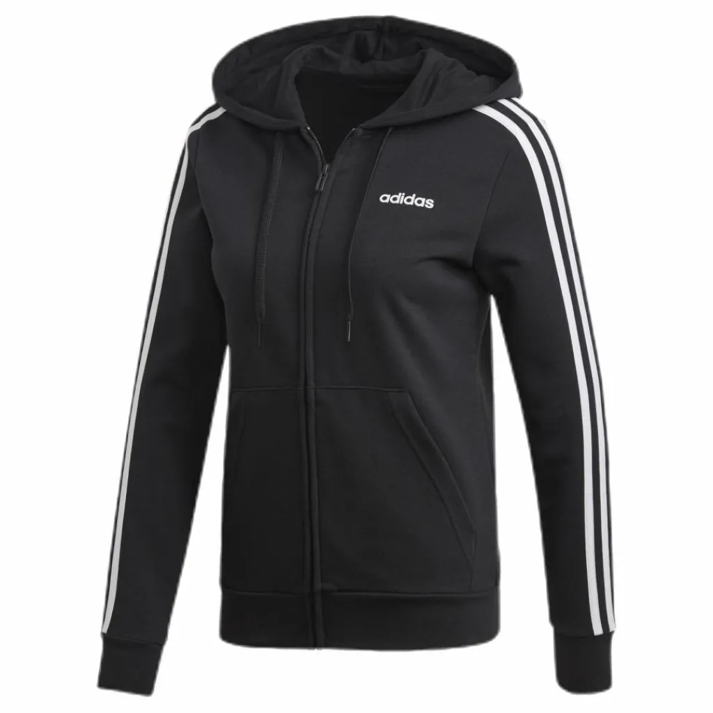 adidas Essentials 3S Full Zip Hoodie Black / White Svart Discount