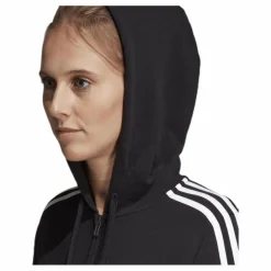 adidas Essentials 3S Full Zip Hoodie Black / White Svart Discount