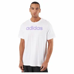 adidas Essentials Single Jersey Linear Embroidered Logo T-Shirt White Vit New