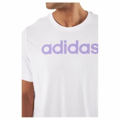 adidas Essentials Single Jersey Linear Embroidered Logo T-Shirt White Vit New