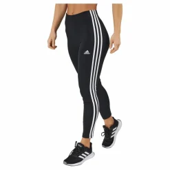 adidas Essentials 3-Stripes High-Waisted Single Jersey Leggings Black / White Svart Sale