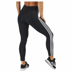 adidas Essentials 3-Stripes High-Waisted Single Jersey Leggings Black / White Svart Sale