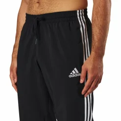adidas Essentials Tapered Cuff 3 Stripes Pants Black Svart Hot