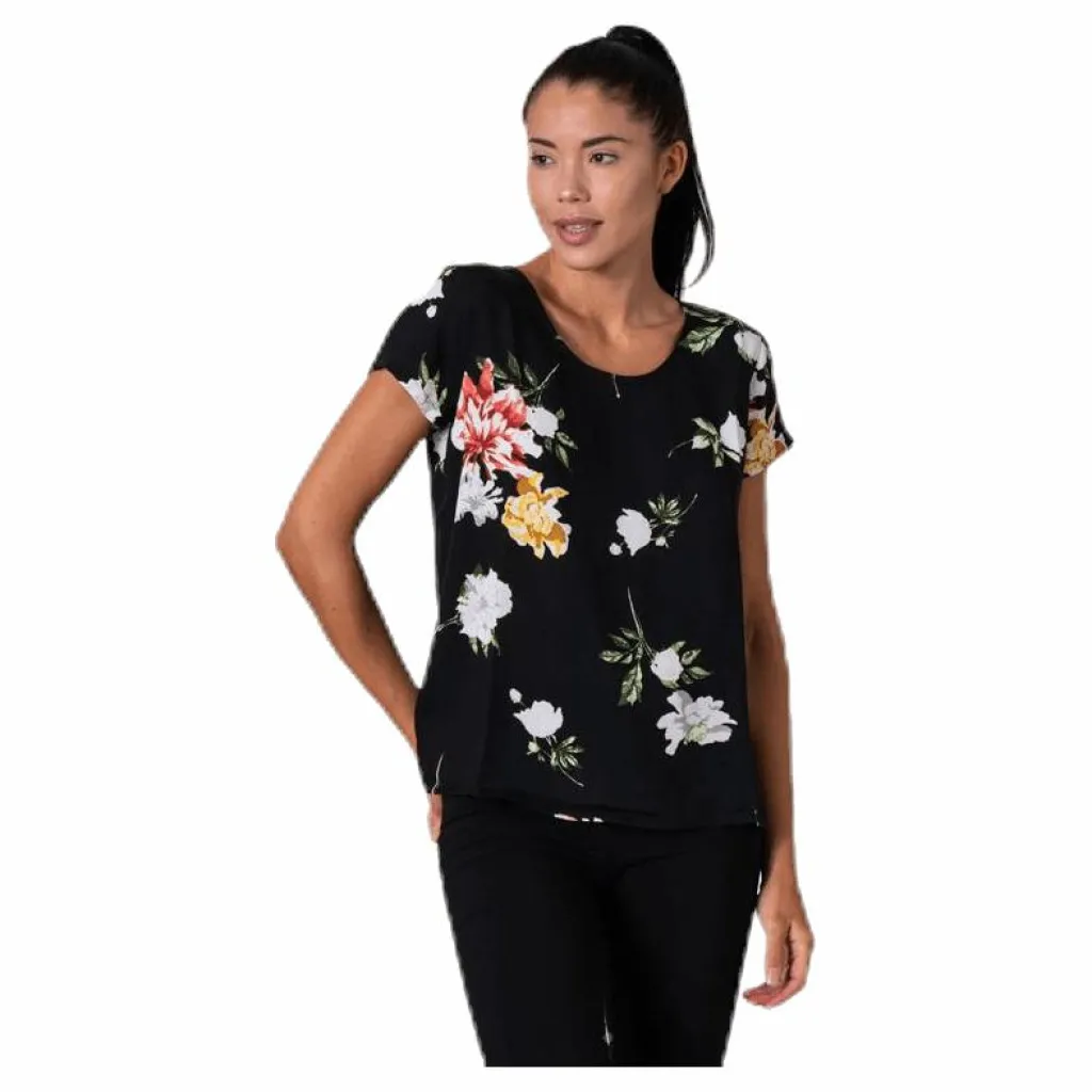 Only First One Ss Aop Top Black Svart Discount