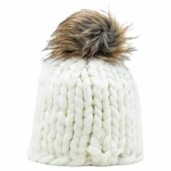 ISBJÖRN Of Sweden Fox Knitted Beanie White Vit New