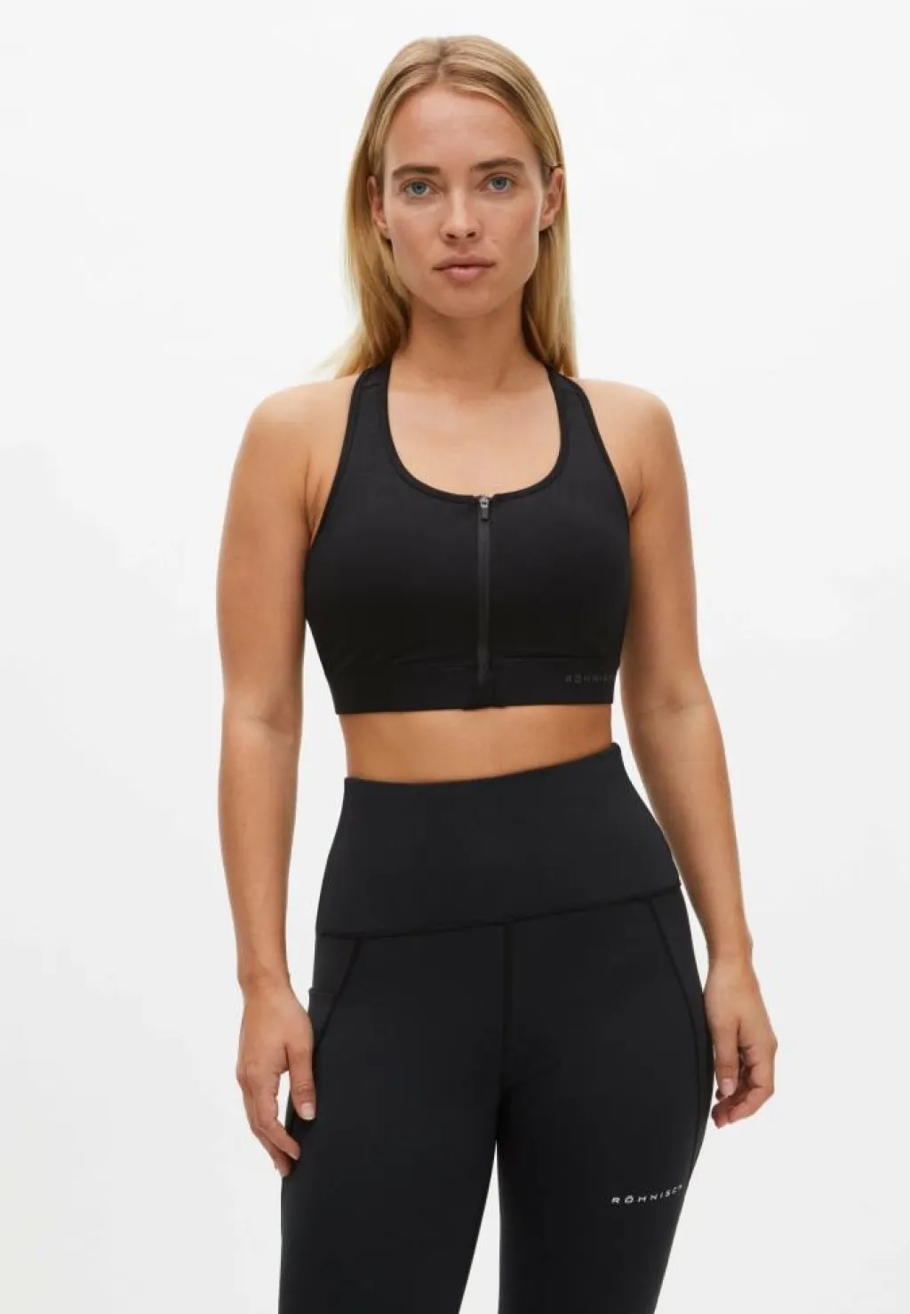 Röhnisch Front Zip Sportsbra Black Svart Discount