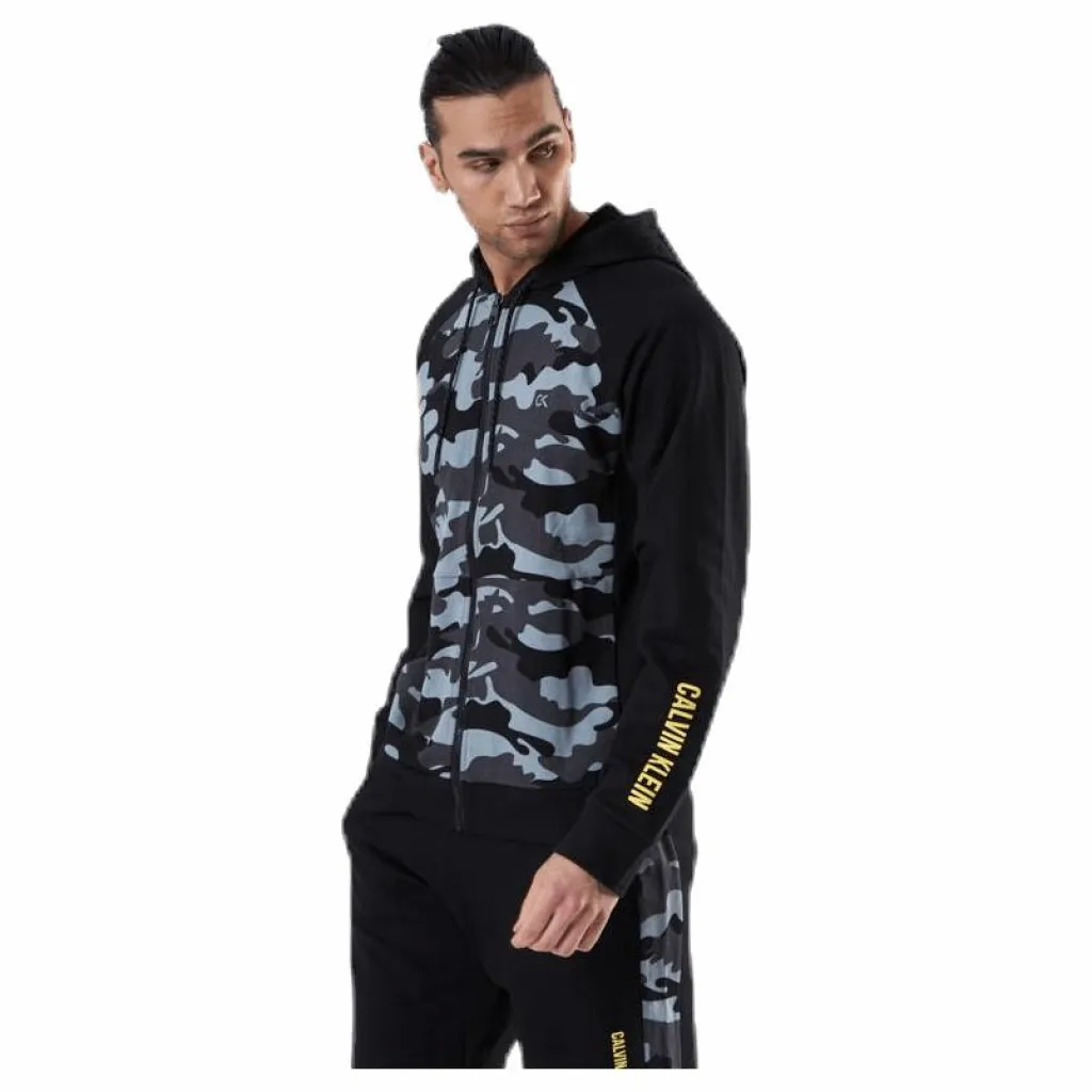 Calvin Klein Full Zip Hooded Jacket Patterned/Black Mönstrad och Svart