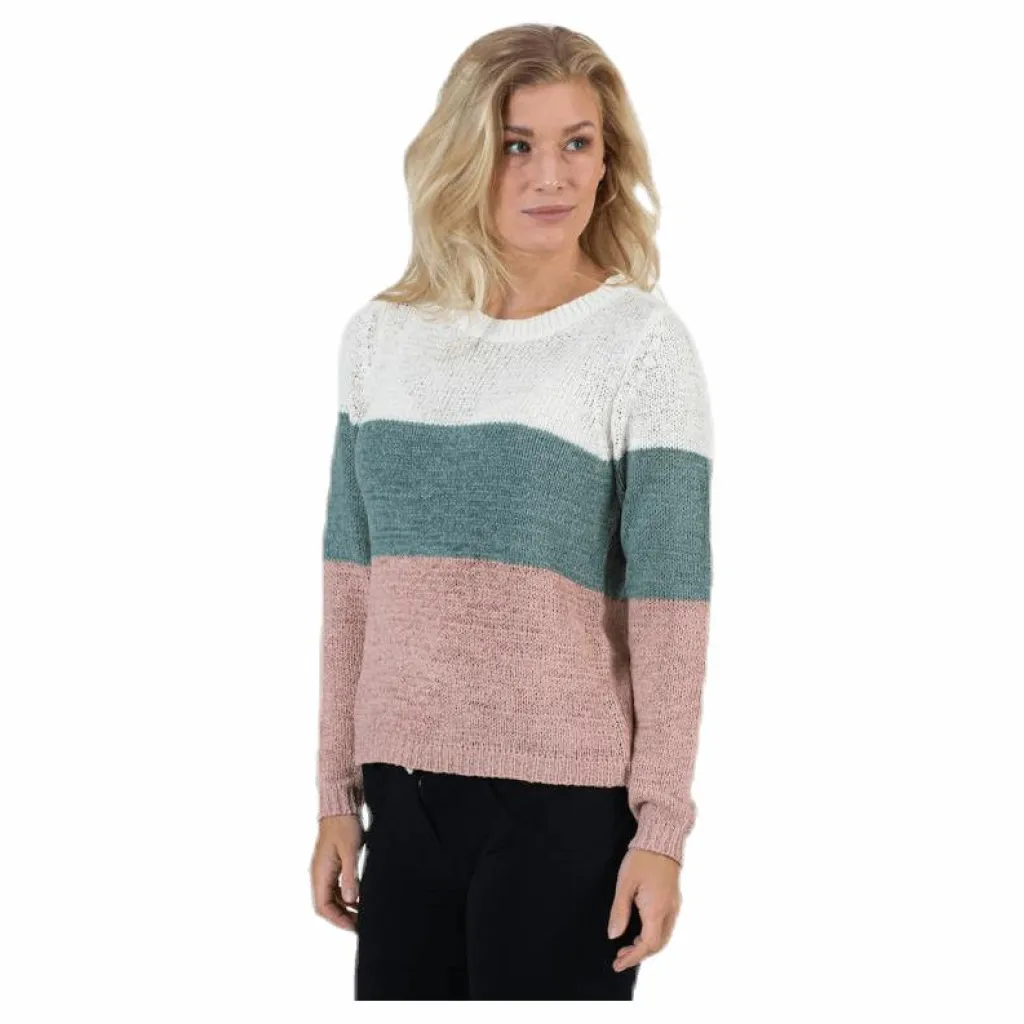 Only Geena L/S Block Pullover Knt White Vit