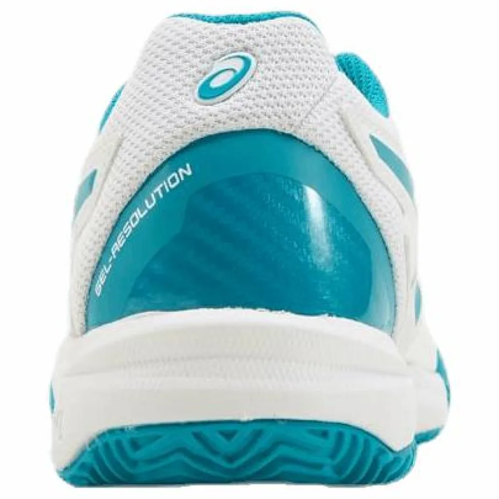ASICS Gel-Resolution 8 Clay GS White/Turquoise Vit och Turkos Outlet