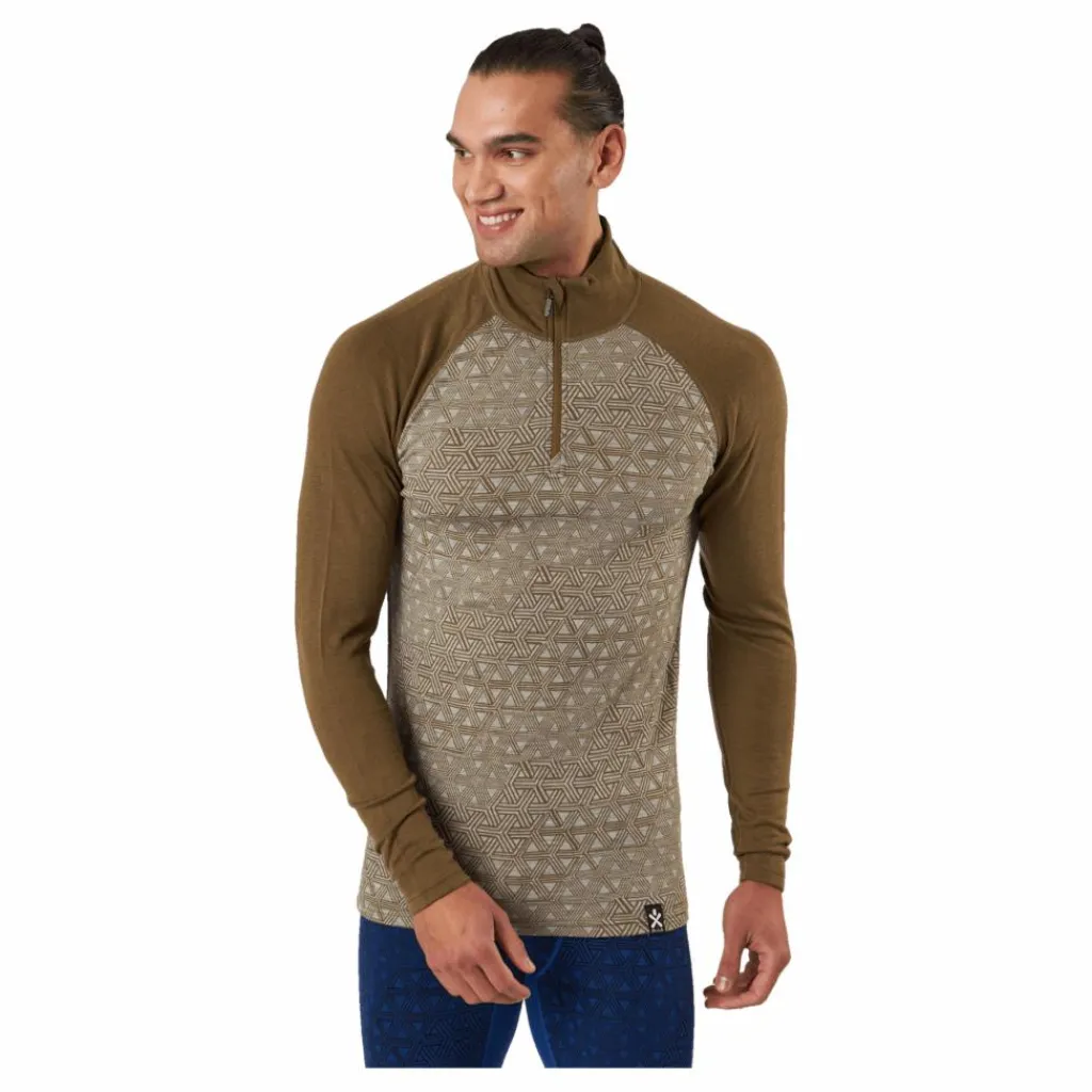 Geo Merino Wool Halfzip Moss*Bula Clearance