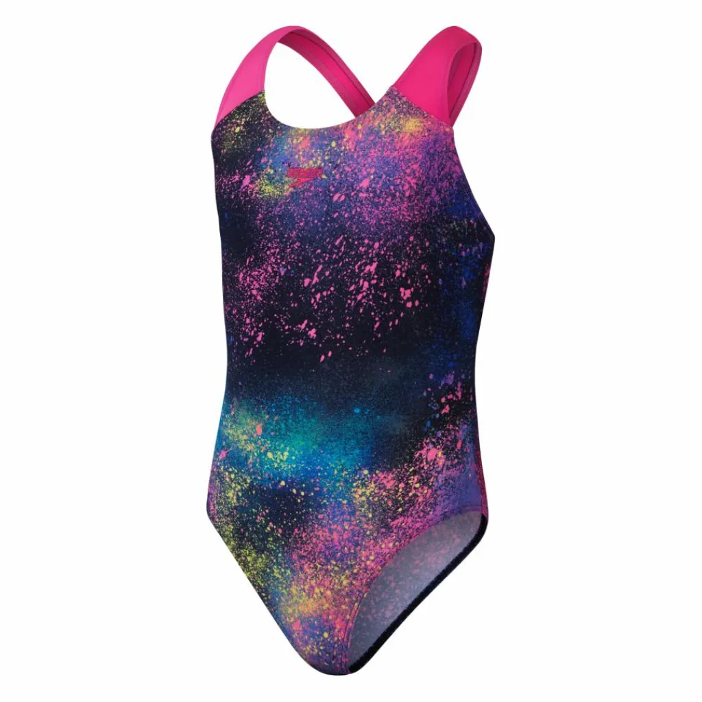 Girls Digital Allover Splashba Black/pink*Speedo New