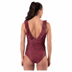 Waikani Beachwear Halia Frill Swimsuit Patterned/Red Mönstrad och Röd New