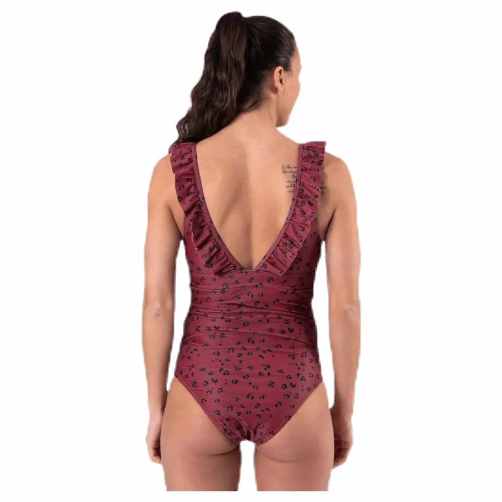 Waikani Beachwear Halia Frill Swimsuit Patterned/Red Mönstrad och Röd New