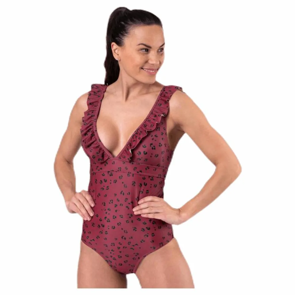 Waikani Beachwear Halia Frill Swimsuit Patterned/Red Mönstrad och Röd New