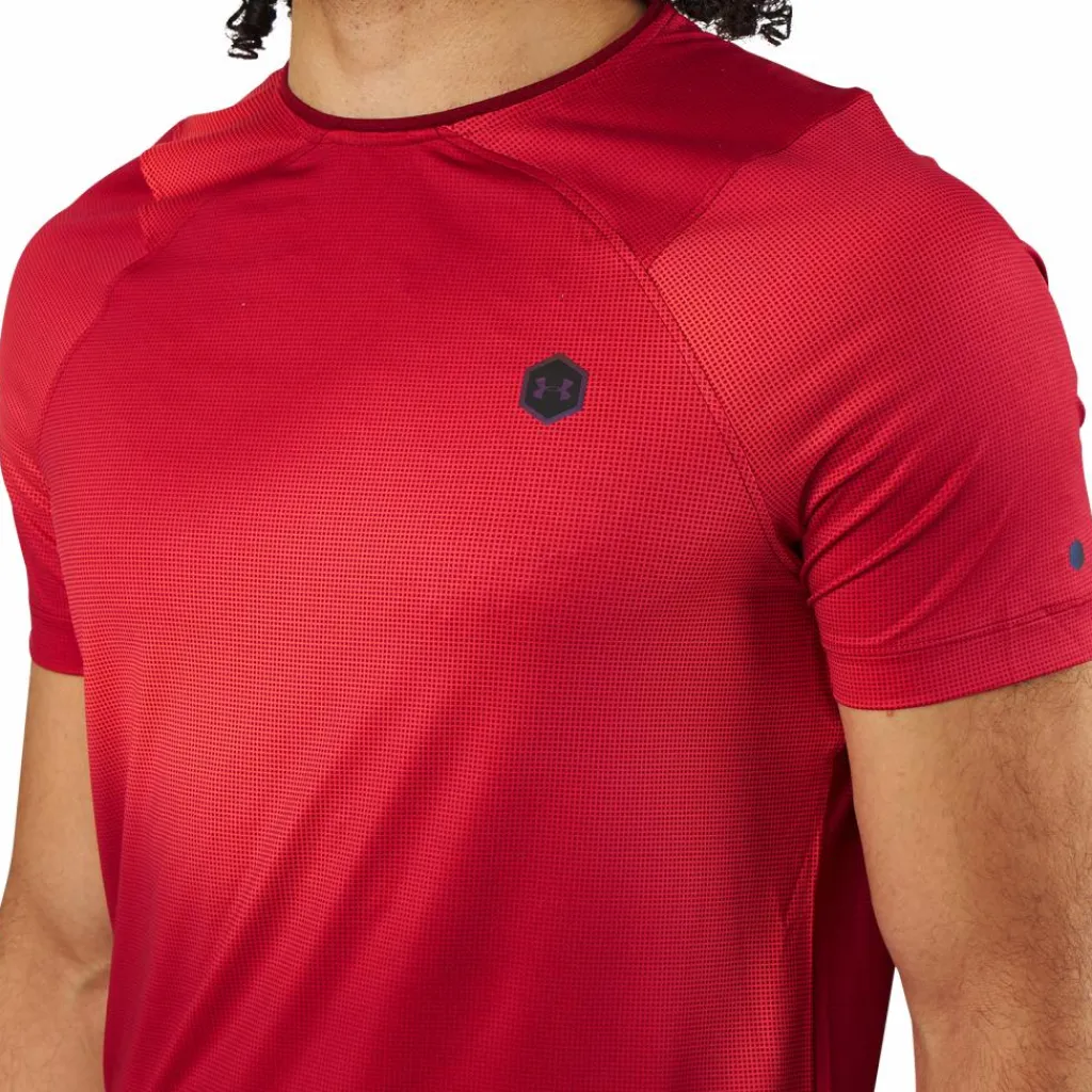 Under Armour HG Rush Fitted SS Printed Brown Brun Sale