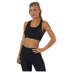 Puma High Impact Front Zip Bra Black Svart Sale
