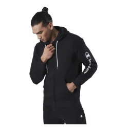 Champion Hooded Full Zip Sweatshirt Black Svart New