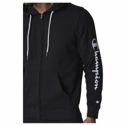 Champion Hooded Full Zip Sweatshirt Black Svart New