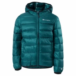 Champion Hooded Jacket Rain Forest Blå