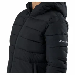 Champion Hooded Polyfilled Jacket Black Svart Best