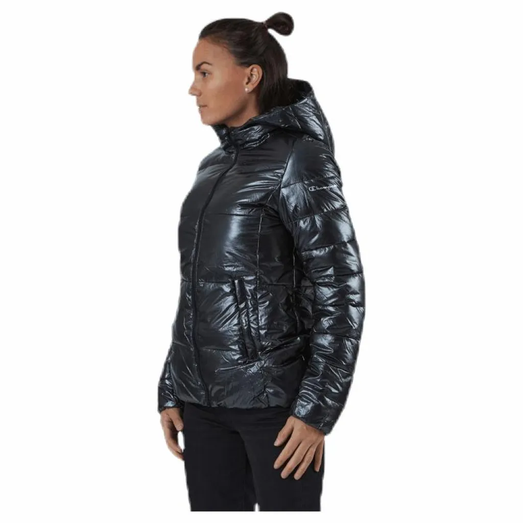 Champion Hooded Polyfilled Jacket Black Svart New