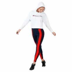 Hoody Cropped Vertical Logo White*Tommy Hilfiger Sport Clearance