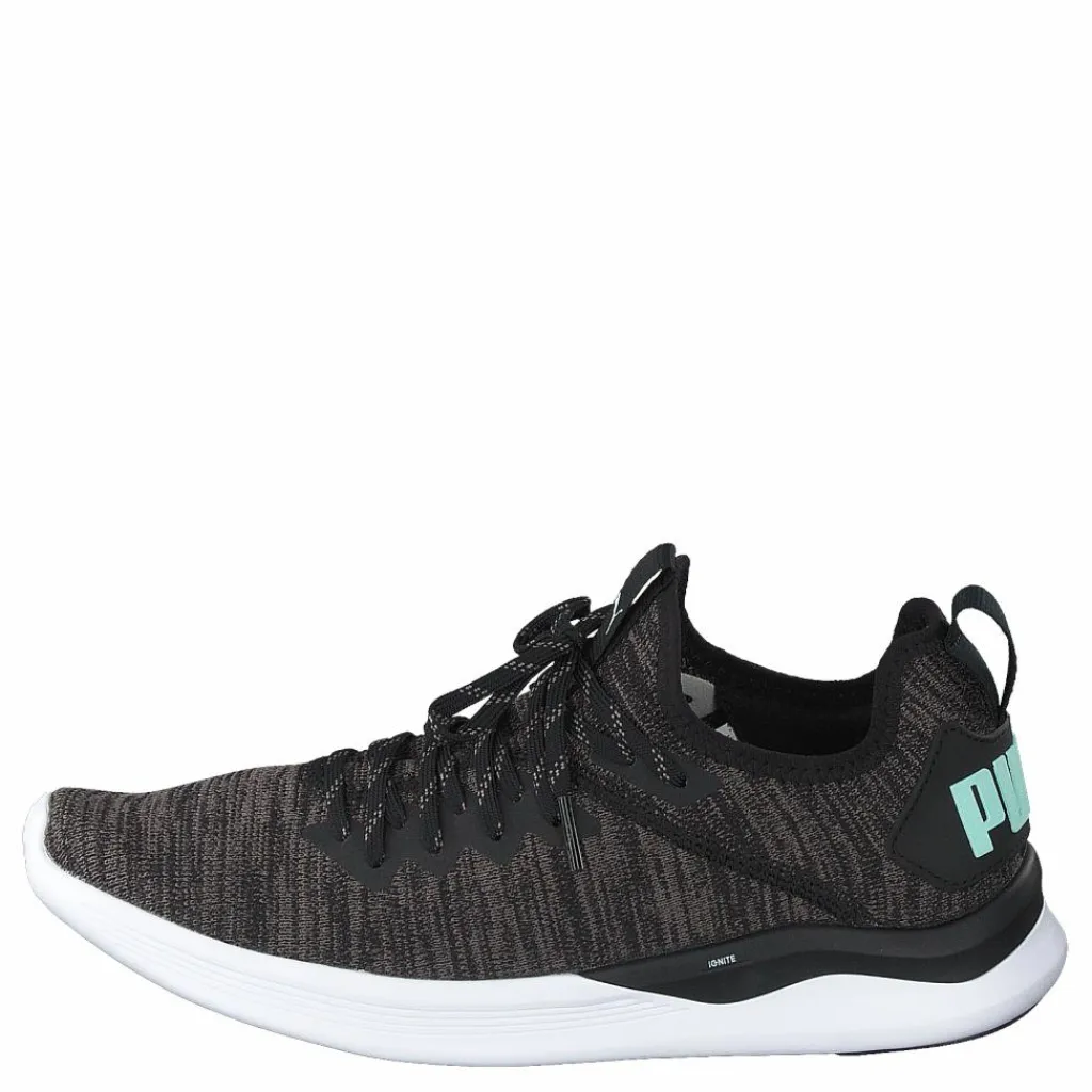 Puma Ignite Flash Evoknit Sr Wn's Black-charcoal Gray-aqua Svart Clearance