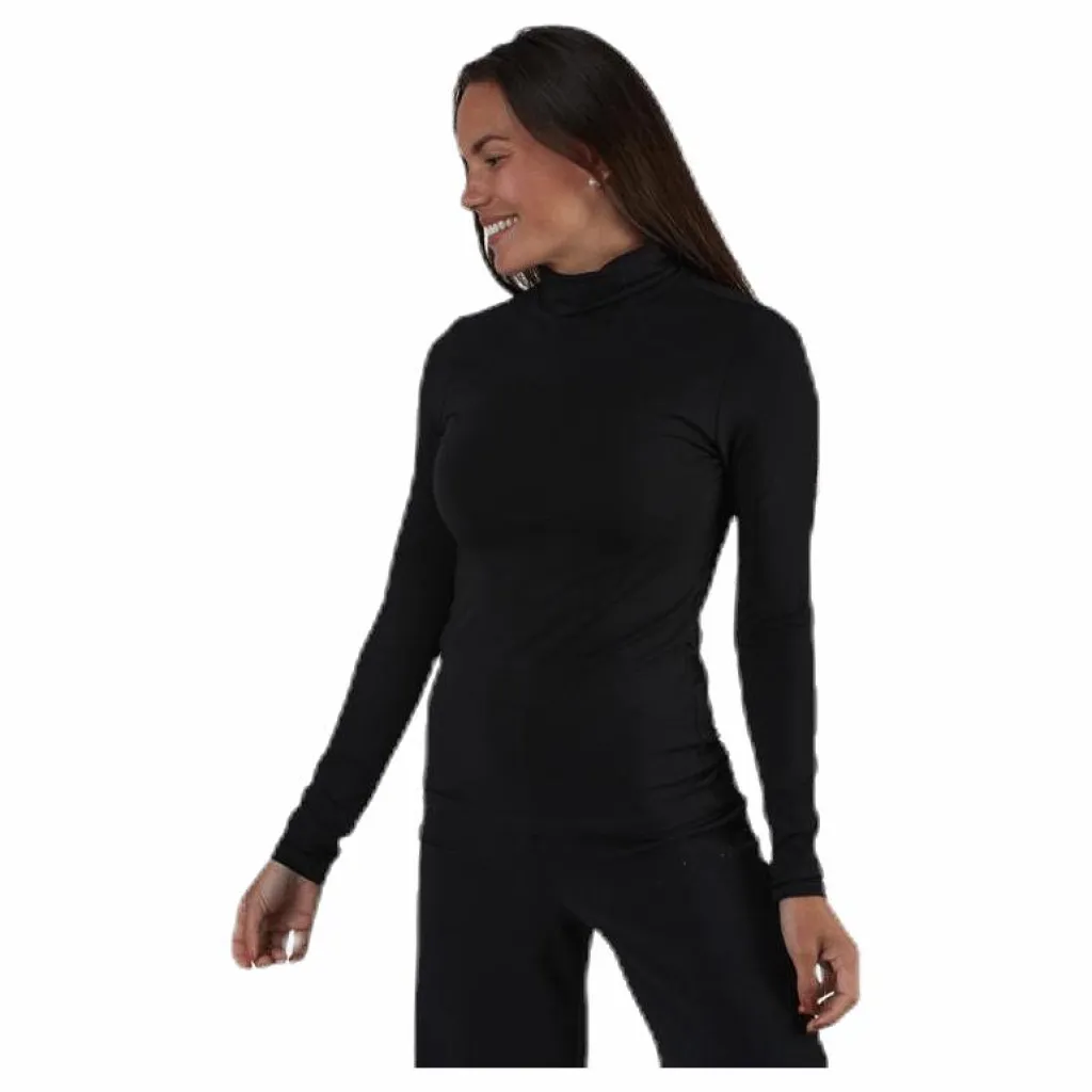 Pieces Irene Ls Rollneck Top Black Svart Hot