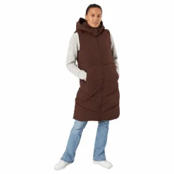 Pieces Jamilla Long Puffer Vest Chicory Coffee Brun Best