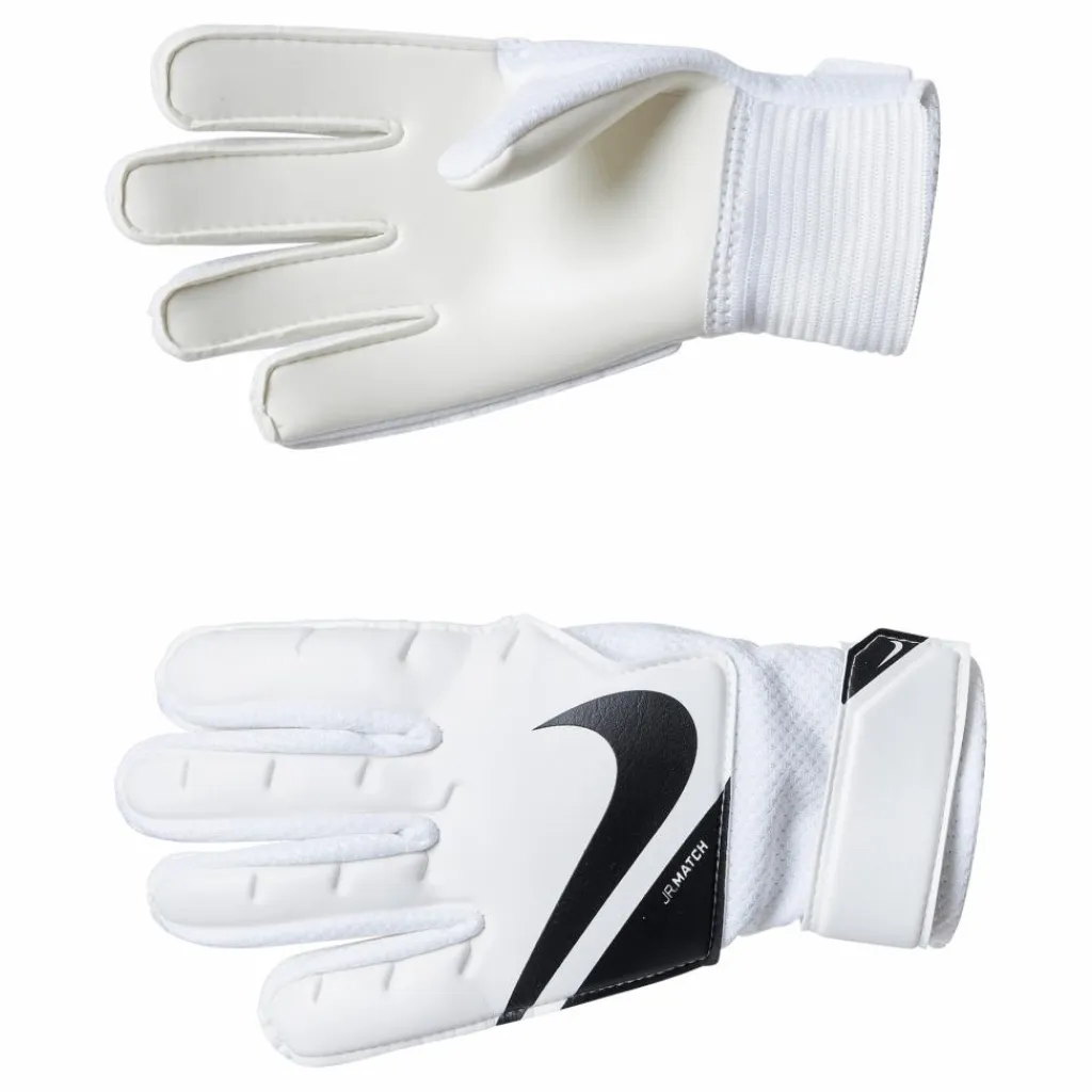 Nike Jr. Goalkeeper Match Big Kids' Soccer Gloves WHITE/BLACK/BLACK