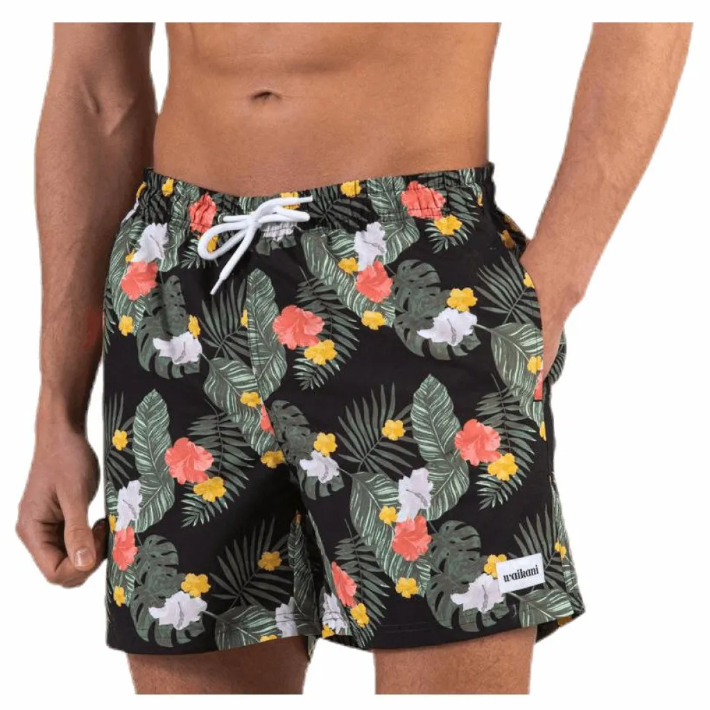 Waikani Beachwear Kai Swim Trunks Black Svart New