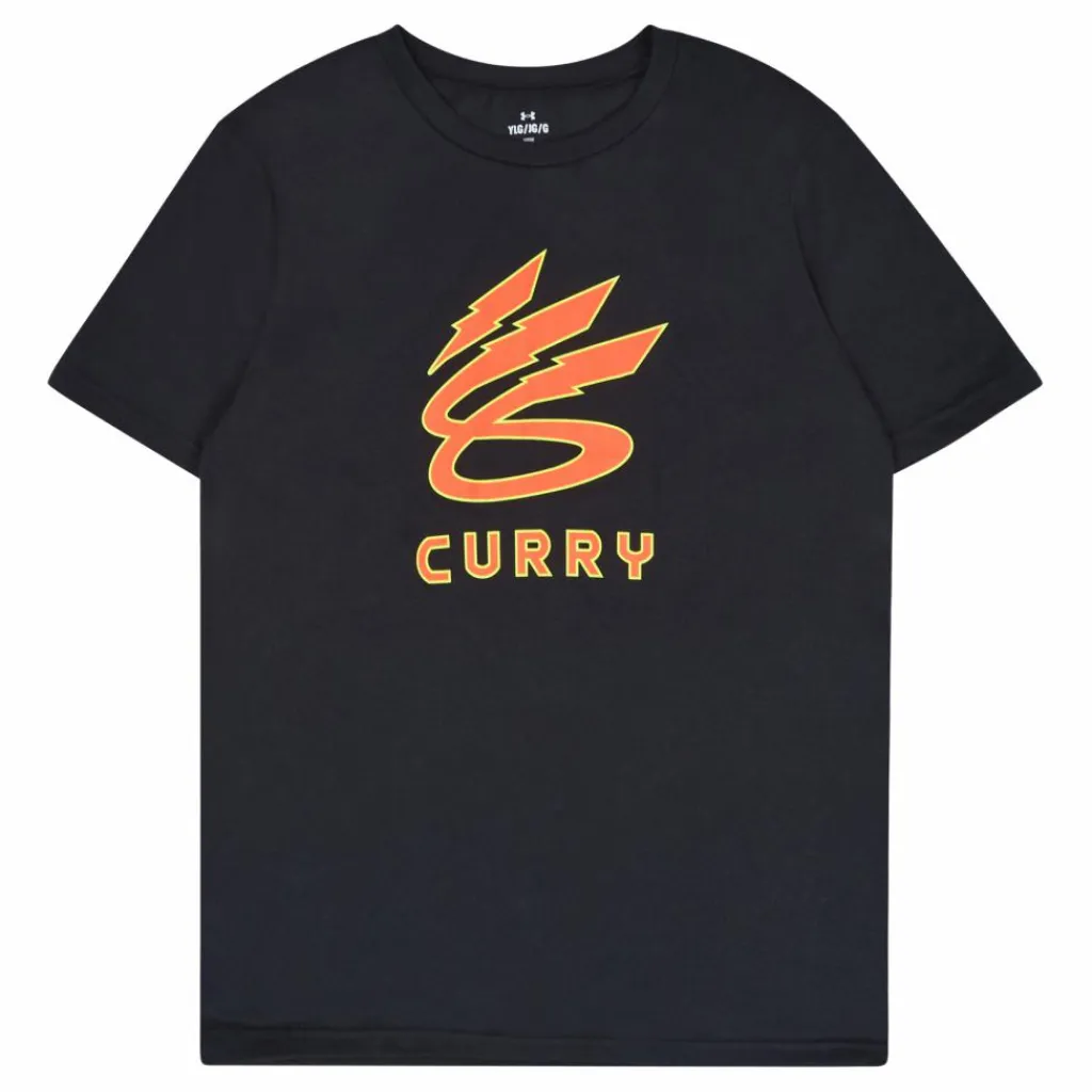 Under Armour KIDS UA CURRY LIGHTNING LOGO SS Svart Discount